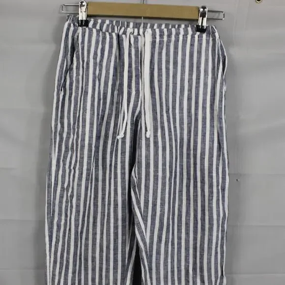 CP Shades Pants Womens XS Linen Striped White Blue Quiet Luxury Old Money Retro - Picture 2 of 11